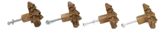 Set Of 4 Western Rustic Forest Pine Trees Faux Wooden Cabinet Door Pull Knobs