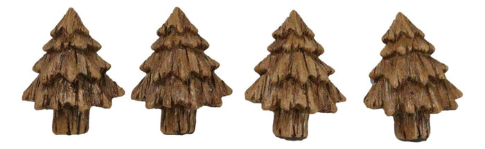 Set Of 4 Western Rustic Forest Pine Trees Faux Wooden Cabinet Door Pull Knobs