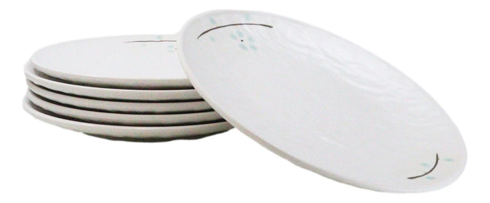 Set Of 6 Modern Yukino Hana Snowflakes Melamine Round Entree Dinner Plates 9"D
