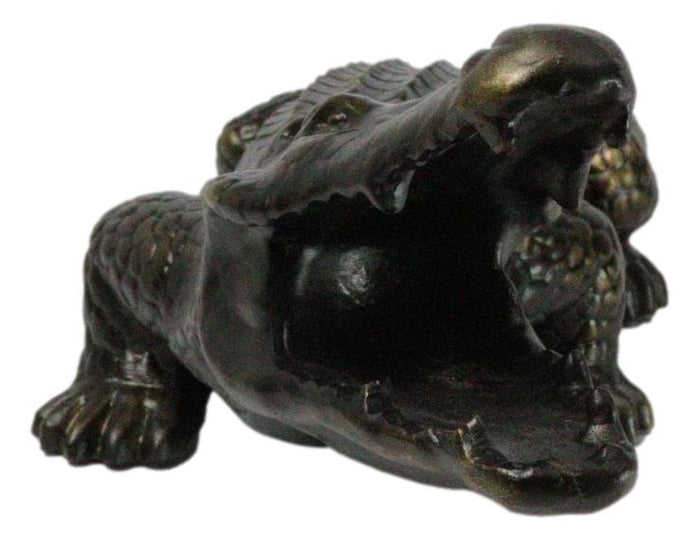 The Great Crocodile Baring Jaws And Razor Sharp Teeth Garden Accent Statue 23"L