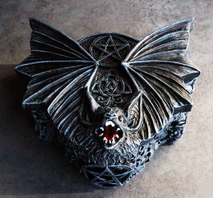 Vampire Nosferatu Bat Circle Pentagram Star With Skulls Graveyard Decorative Box