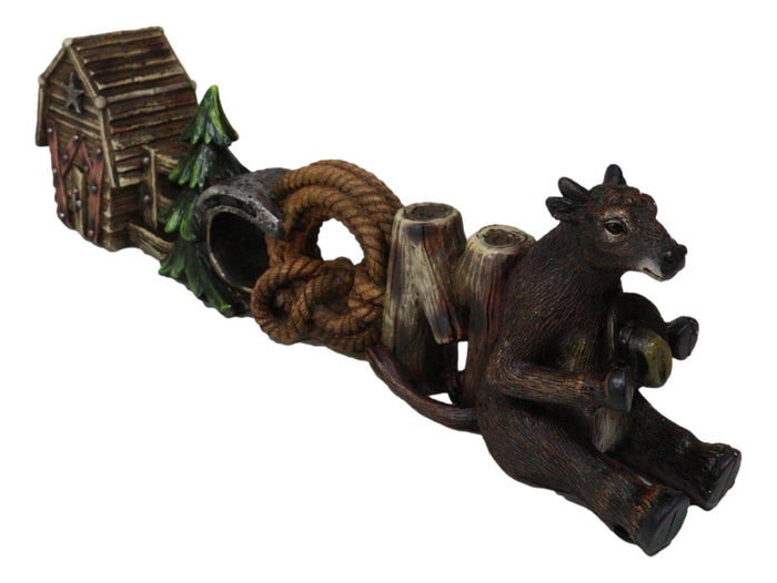Western Welcome Sign Barn Horseshoe Pine Tree Ropes Cowboy Cow Desktop Figurine