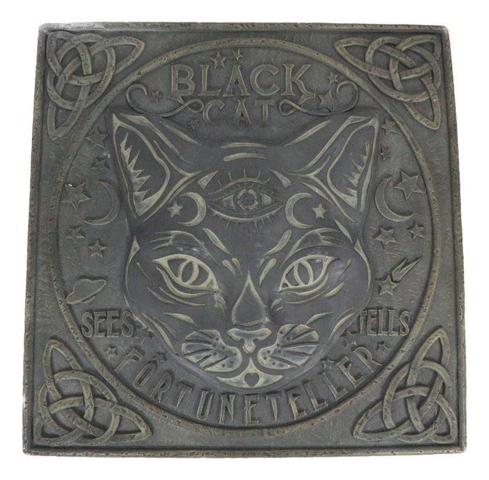 Wicca Halloween Black Cat Sees And Tells Fortune Teller Resin Stepping Stone