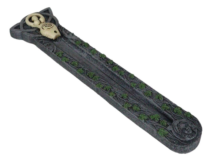Wiccan Shaman Feminine Spiral Goddess Celtic Trinity Ivy Leaves Incense Burner